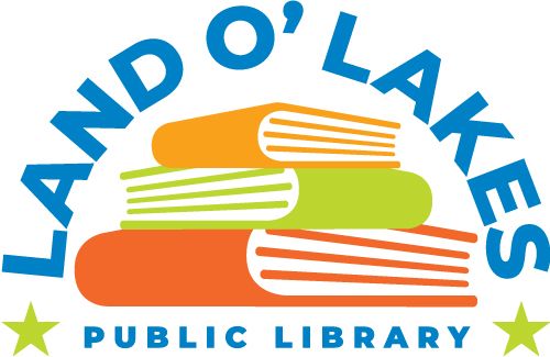 Logo showing stacked colorful books with "LAND O’ LAKES PUBLIC LIBRARY" text.