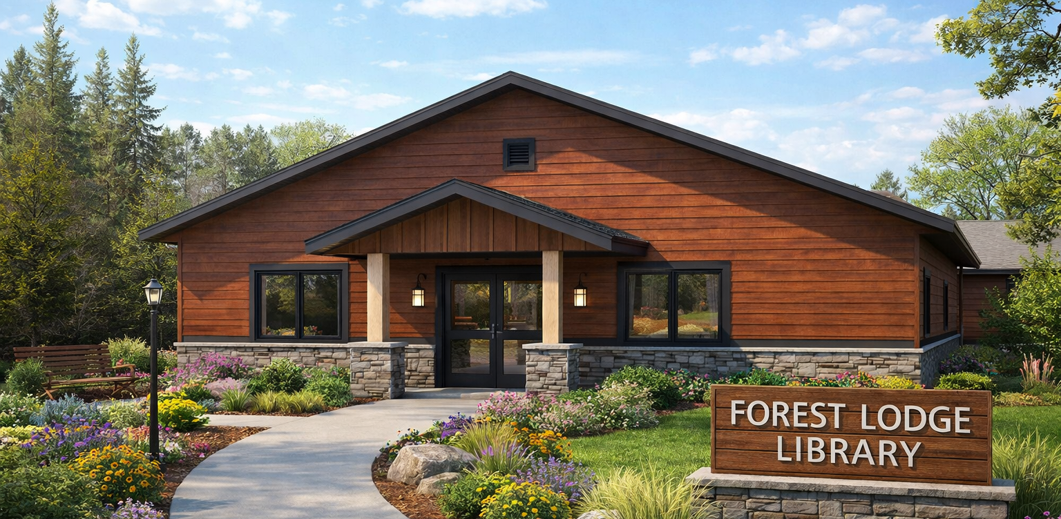 Forest Lodge Library new building artists rendering of proposed design